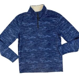 TALLWOODS Men 1/4 Zip Sweatshirt Size M Sherpa Fleece Collar Blue Active Hike